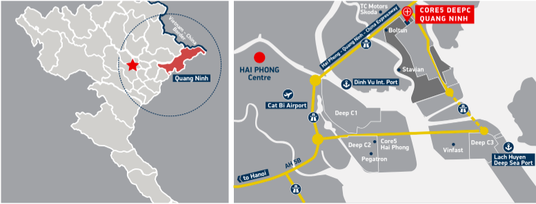 CORE5 Quang Ninh is located near international gateways.