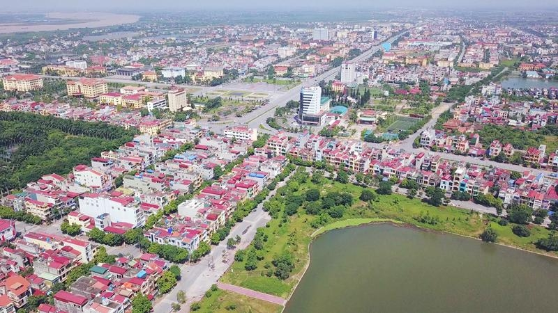 A corner of Hung Yen city, looking from above.